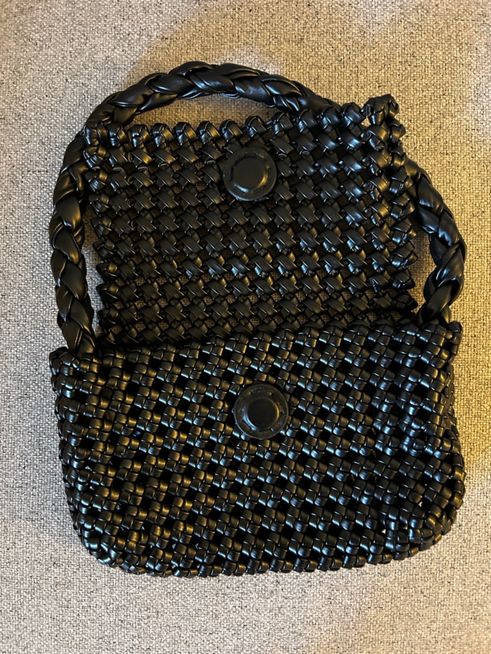 Black Woven Mini Shoulder Bag - Picture 3 of 5
